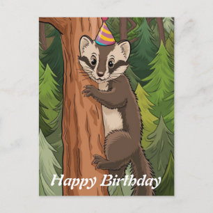 Cartão Postal tronco de árvore escalando marta aniversário