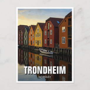 Cartão Postal Trondheim Bakklandet Viagem da Noruega