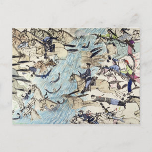 Cartão Postal Tropas a atravessar o rio (tinta em Papanicolau)