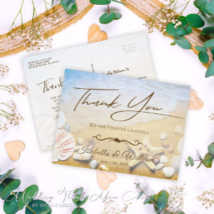 Cartão Postal Tropical Beach Wedding Starfish Thank You
