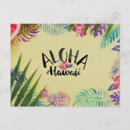Cartão Postal Tropical de Aquarela Aloha Havaí