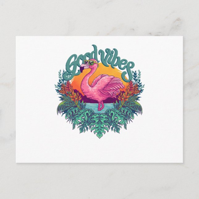 Cartão Postal Tropical Flamingo (Frente)