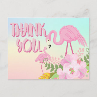 Cartão Postal Tropical Flamingo Obrigado
