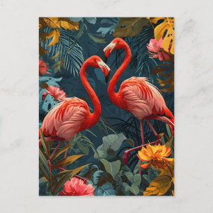 Cartão Postal Tropical Flamingo Paradise: Vintage Postcard