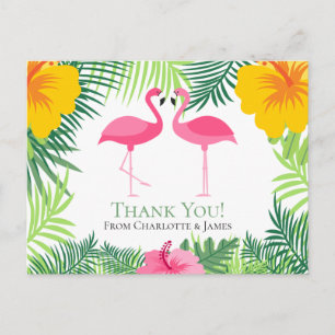 Cartão Postal Tropical Flamingo Rosa, Obrigado Casamento