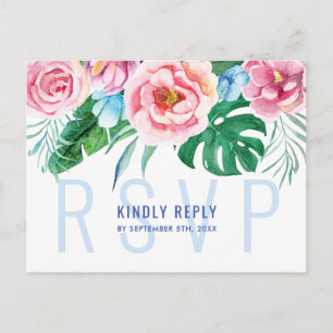 Cartão Postal Tropical Floral Colorful Palm Sai Casada RSVP