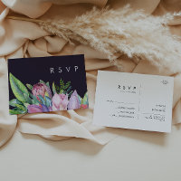 Tropical Floral Colorida | RSVP de Casamentos Roxo