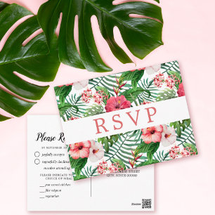 Cartão Postal Tropical Floral Hibiscus Casamento RSVP Escolha de