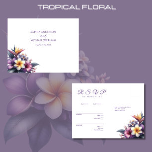 Cartão Postal Tropical Floral-RSVP-Casamento- Cartão-postal