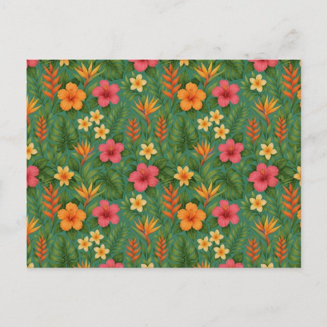 Cartão Postal Tropical/Hawaii patterned floral (Frente)