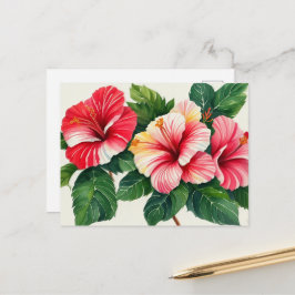 Cartão Postal Tropical Hawaii Red Hibiscus