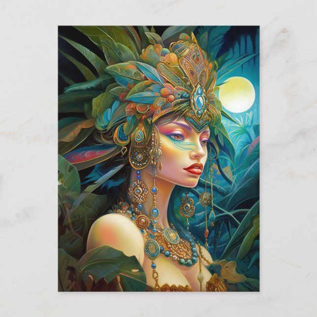 Cartão Postal Tropical Lady Fantasy Art (Frente)
