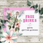 Cartão Postal Tropical Livre Bebidas Engraçadas Casamento Salvem<br><div class="desc">Adulto temático da praia tropical havaiana bebida floral com gráfico de aquarela grátis bebidas engraçado anúncio de casamento salvar a data.</div>