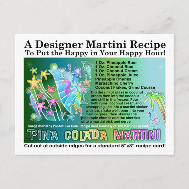 Cartão postal Tropical Martini de Pina Colada (Frente)