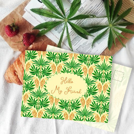 Cartão Postal Tropical Vibe Palm Pattern Friendship 