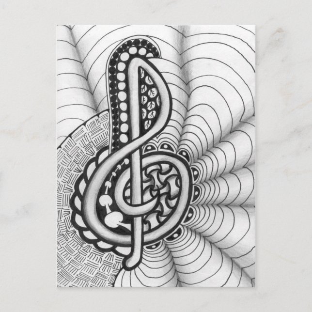 Cartão Postal Truble Clef Music Doodle (Frente)
