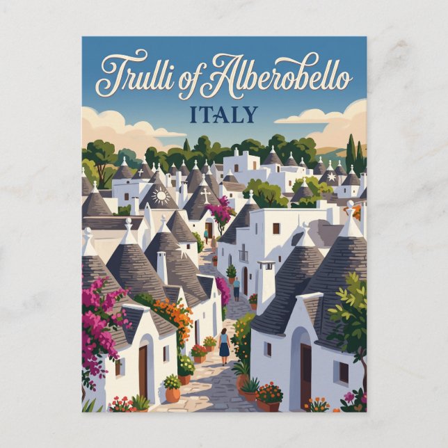 Cartão Postal Trulli de Alberobello Itália (Frente)