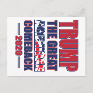 Cartão Postal Trump 2020 The Excelente American Comeback