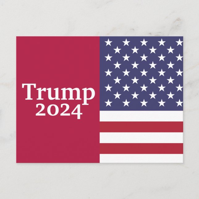 Cartão Postal Trump 2024 American Flag em Red (Frente)
