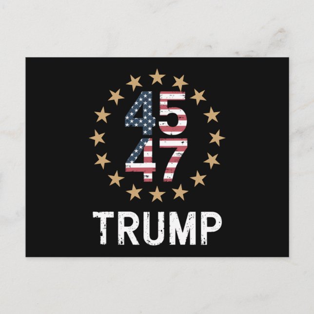 Cartão Postal Trump 2024 Flag Take America Back Trump 45 47 (Frente)