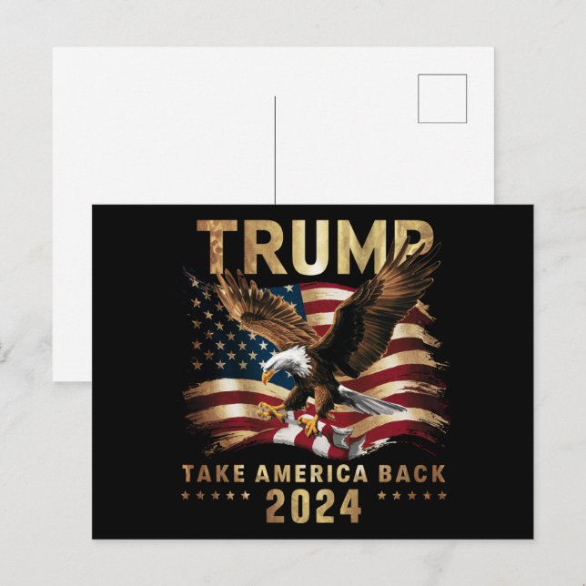 Cartão Postal Trump 2024 Retome América Bandeira Americana Trump (Frente/Verso)