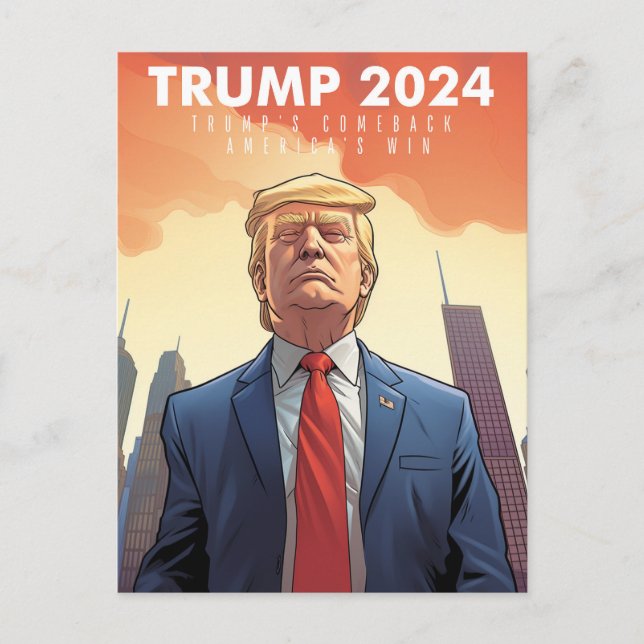 Cartão Postal Trump 2024 - USA - Make America Great Again - Come (Frente)
