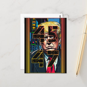 Cartão Postal Trump 45 47 Retrato de arte Pop