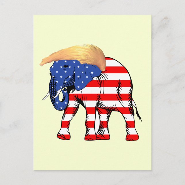 Cartão Postal Trump Bad Hair Republican Elephant, ZSSG (Frente)