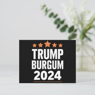 Cartão Postal Trump Burgum para Presidente 2024 Eleição nos EUA