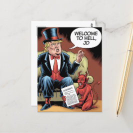 Cartão Postal Trump Cartoon Welcome to Hell JD