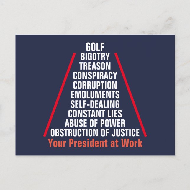 Cartão Postal Trump de obstrução de corrupção de colusão de trai (Frente)
