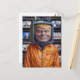 Cartão Postal Trump engraçado preso numa TV