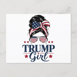 Cartão Postal Trump Girl Messy Bun Trump 2024 Eleição Americana