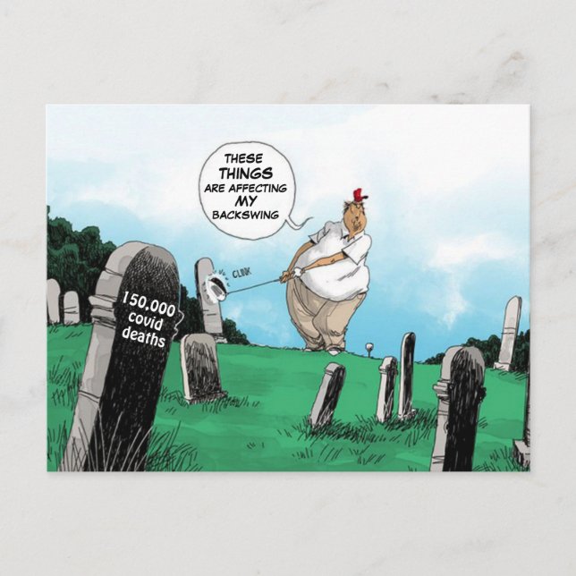 CARTÃO POSTAL TRUMP JOGA GOLFE DURANTE PANDEMIA (Frente)