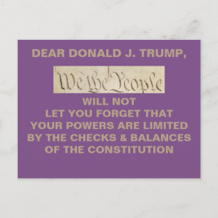 Cartão Postal Trump Nós, o Povo Verificações e Equilíbrios Resis