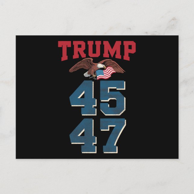 Cartão Postal Trump Patriótico ganhou 45 e 47 vitoriosos Trump (Frente)