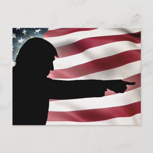 Cartão Postal Trump Silhouette USA Flag (Frente)