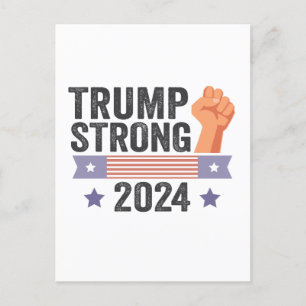 Cartão Postal Trump Strong 2024 Eleição Patriótica de Bandeira A