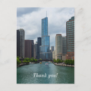 Cartão Postal Trump Tower Chicago River Obrigado Postcard