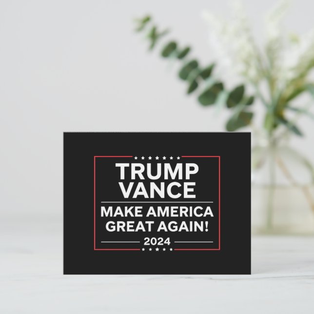 Cartão Postal Trump Vance 2024 Presidente JD Vance Vice MAGA (Em pé/Frente)