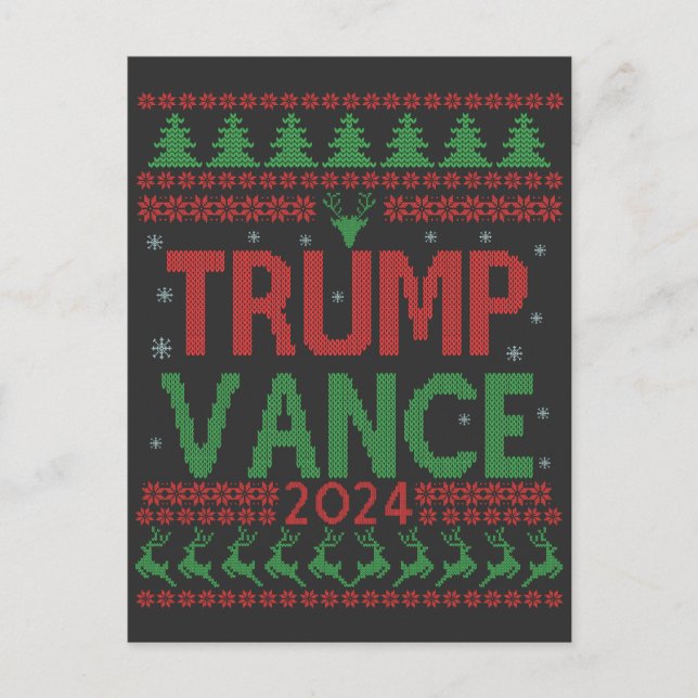 Cartão Postal Trump Vance Election Feia Christmas Sweater (Frente)