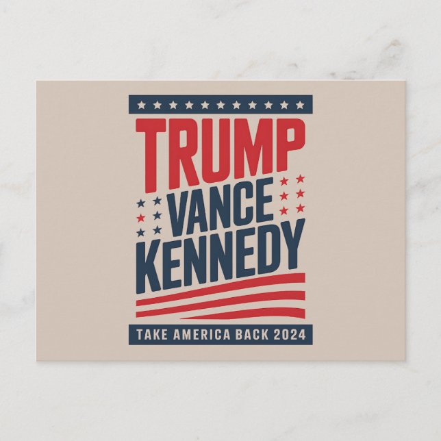 Cartão Postal Trump Vance Kennedy Retome A América 2024 (Frente)