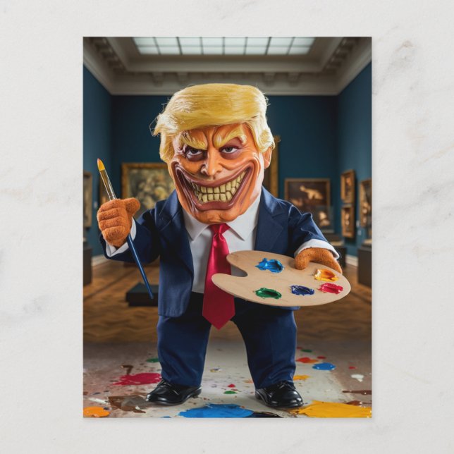 Cartão Postal Trump Zangado Assustador Controla a Arte em um Mus (Frente)