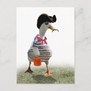 Cartão Postal Truque de Halloween ou Tratando Pato Pirata