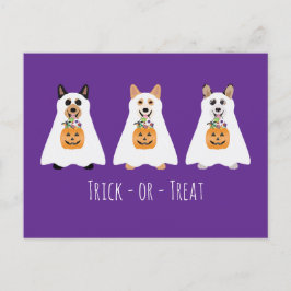 Cartão Postal Truque Ou Tratar Cães Fantasmas De Corgi Halloween