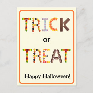 Cartão Postal Truque ou Tratar - Doces Feliz de Halloween