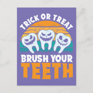 Cartão Postal Truque Ou Tratar Escove Seus Dentes Dentista Arran