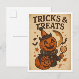 Cartão Postal Truques e Guloseimas de Halloween Antigos
