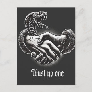 Cartão Postal Trust No One — Snake Handshake Vintage Tattoo Desi