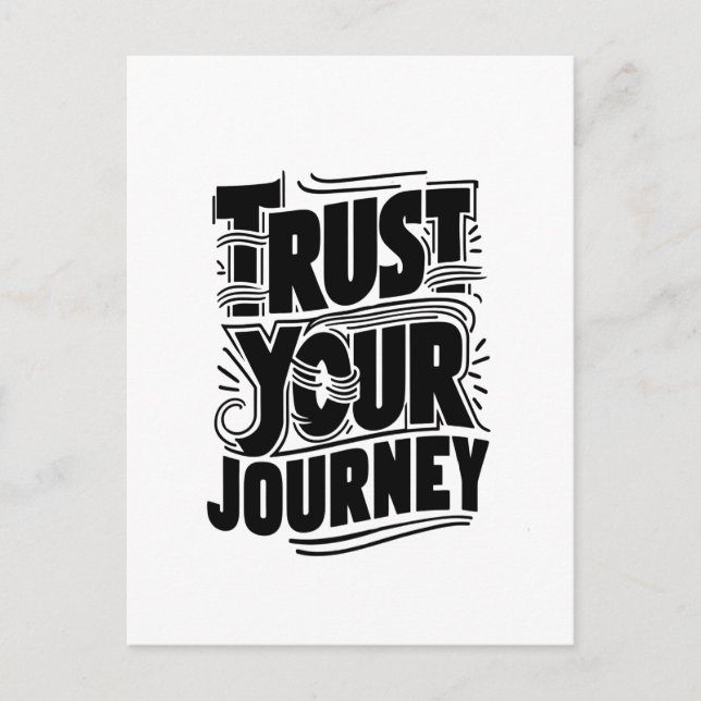 Cartão Postal Trust Your Journey Vertical Typography Art (Frente)